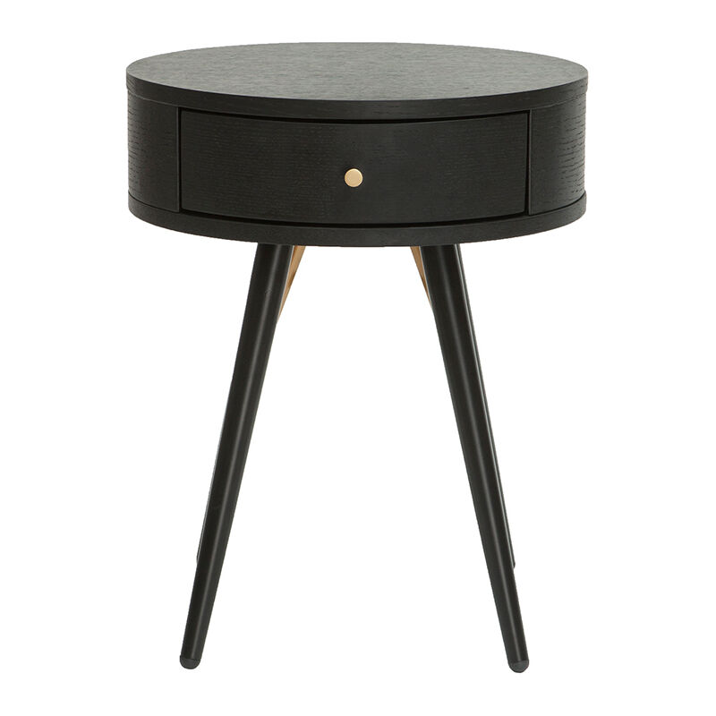 Miliboo - Table de chevet ronde avec tiroir bois et métal noir D41 cm koral Miliboo - Table de chevet ronde avec tiroir bois et métal noir D41 cm koral