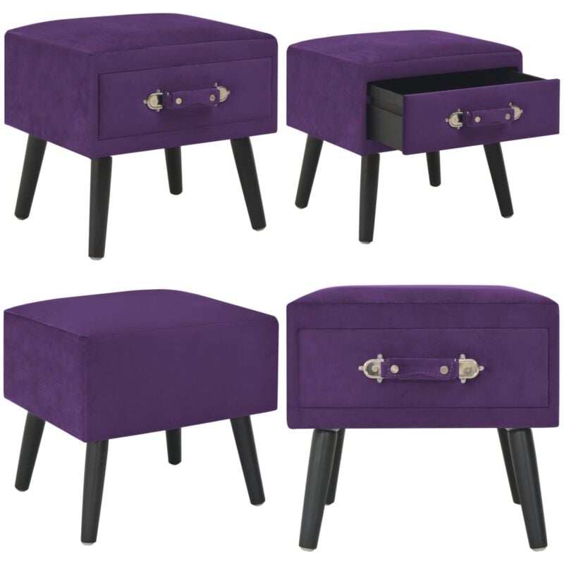Table de chevet Violet foncé 40x35x40 cm Velours - Table De Chevet - Table Nuit - Meubles Chambre - Mobilier Chambre - Meuble Rangement - Home &
