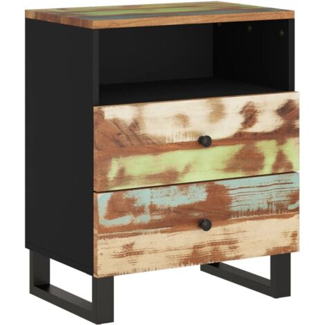 Table de chevet，Cabinet de chevet，Table de nuit 50x33x62cm Bois de récupération et d'ingénierie CFW214135
