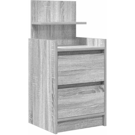Table de chevet,Cabinet de chevet,Table de nuit avec 2 tiroirs sonoma gris 38x34x80 cm CFW221665