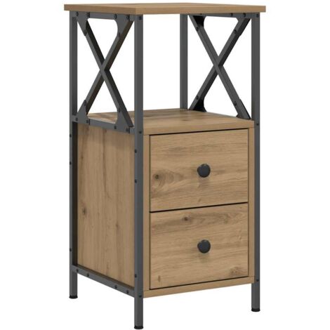Table de chevet，Cabinet de chevet，Table de nuit chêne artisanal 34x35,5x70 cm bois d'ingénierie CFW734525