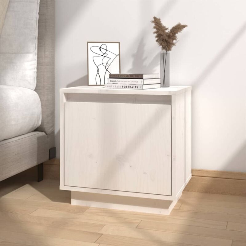 Table de chevet,Tables d'appoint,Table de nuit Blanc 40x30x40 cm Bois de pin solide CFW44160