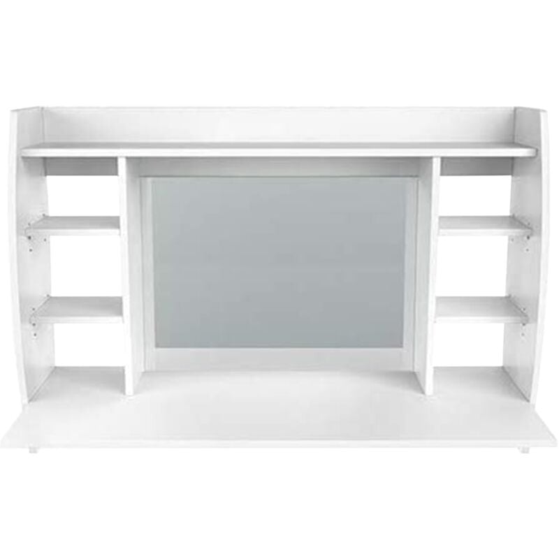 Ml-design - Coiffeuse Murale Blanc 110 x 75 x 48,5 cm avec Miroir et 6 Étagères de Rangement, en Bois mdf, Table de Maquillage, Table de Toilette