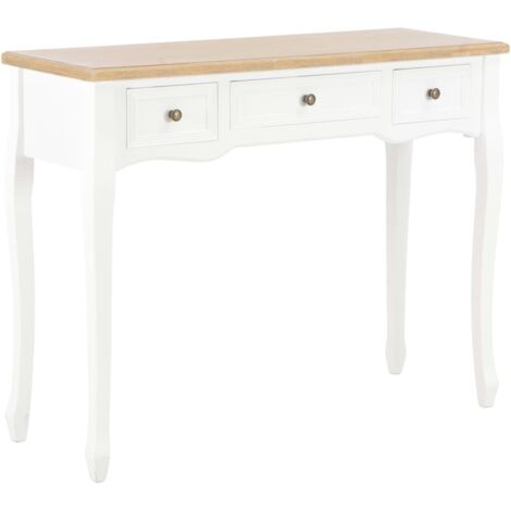 Table de console et coiffeuse avec 3 tiroirs Blanc