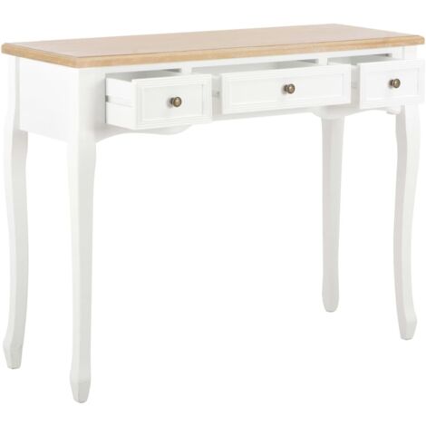 Table de console et coiffeuse Table d'appoint - Meuble d'entrée avec 3 tiroirs Blanc BV883635 - BonneVie