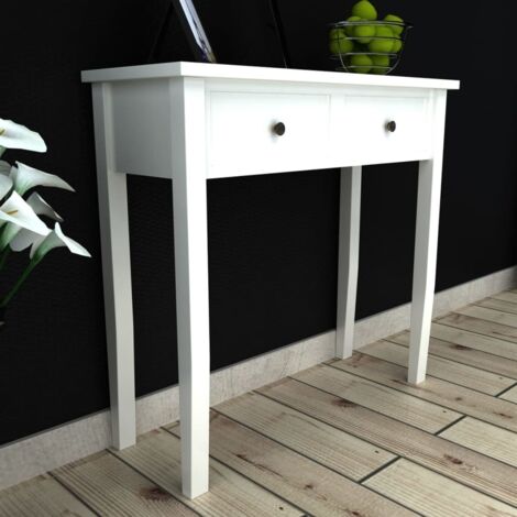 Table de console et coiffeuse  Table d'entrée avec 2 tiroirs Blanc 89085
