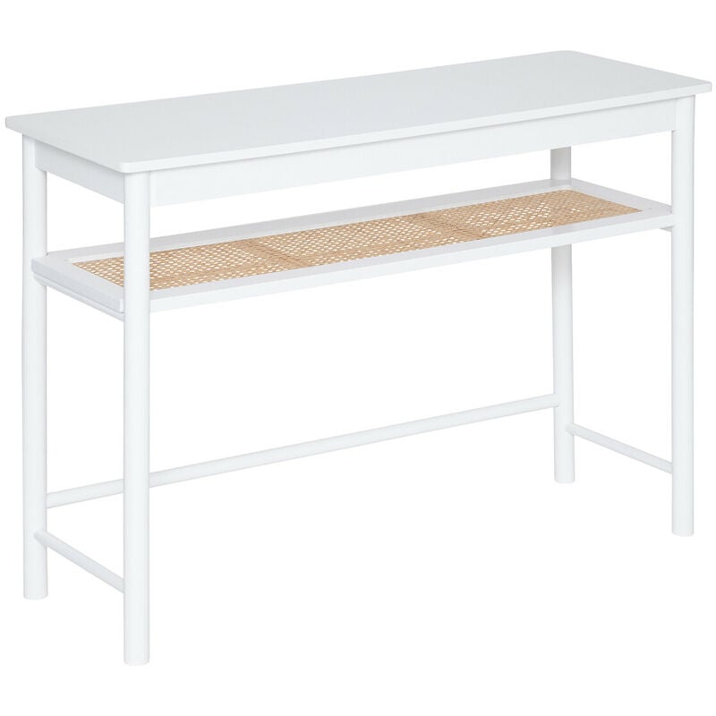 Table de console, meuble de console en bois coloris blanc - Longueur 110 x Profondeur 40 x Hauteur 80 cm Pegane