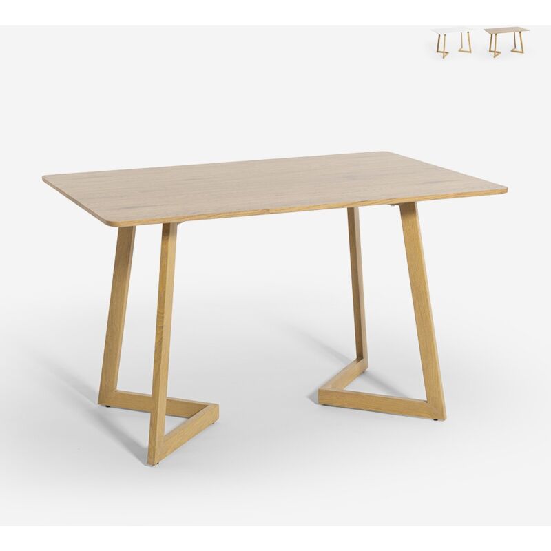 table de cuisine et salon 120x80cm plateau bois blanc scandinave valk couleur: bois neutre
