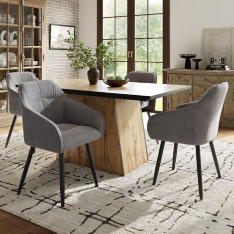 Table de Cuisine Moderne en Bois, Table de Bistrot Fixe, Table pour 4-6 Personnes, Salon, Cuisine, Table Petit Déjeuner, Salle à Manger, Bois Marron 138.5x80x75cm