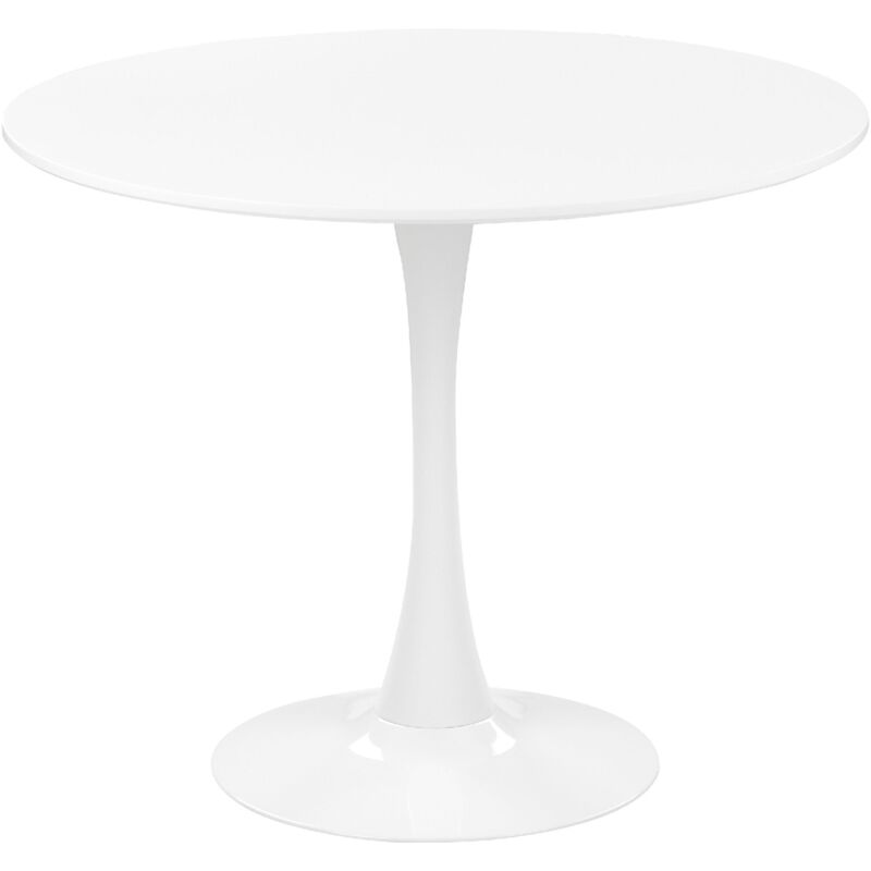 Beliani - Table de salle &agrave; manger blanche et ronde 90 cm BOCA
