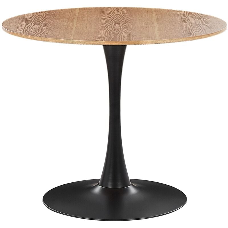 Beliani - Table de Salle à Manger Industrielle Bois Clair Ronde mdf Base en Métal 90 cm Boca
