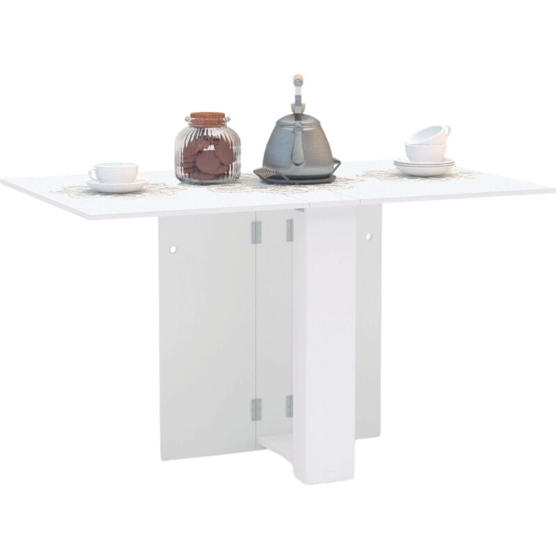 Table de cuisine pliante en mélamine, pliable, de couleur blanche 18-135x75x80 cm