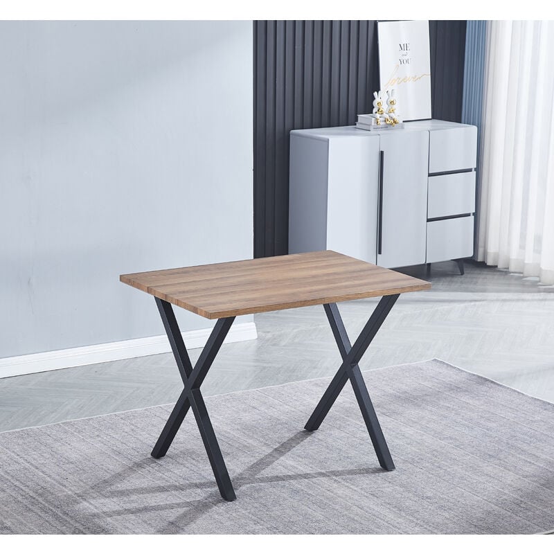 Pegane - Table de cuisine, table de repas en mdf avec pieds en métal coloris noir - Longueur 100 x Profondeur 70 x Hauteur 76 cm
