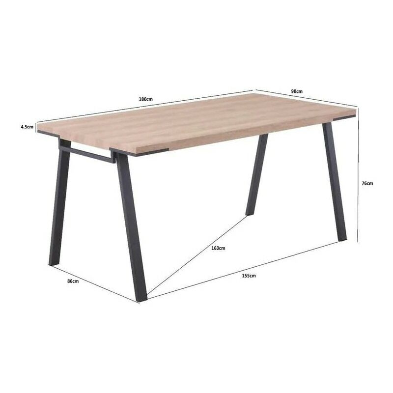 Romo - Table de cuisine, table de salle à manger marron rectangulaire pour la maison 160 x 90 x 76 cm, Ojen