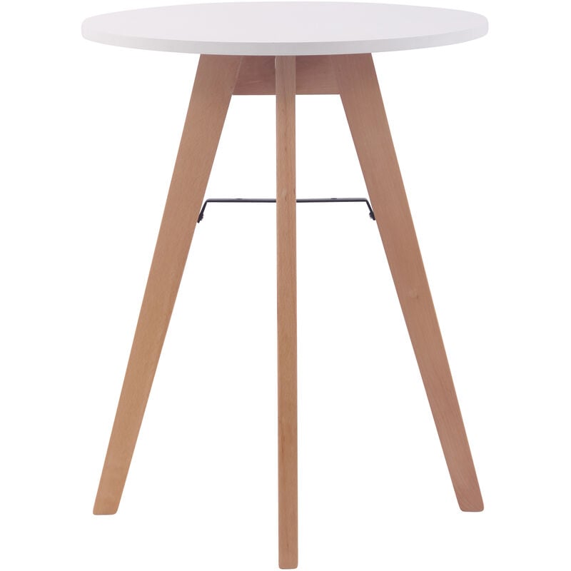 CLP - Table basse nordique étagère ronde et cadre en bistrot et jambes en bois de hêtre 60 cm