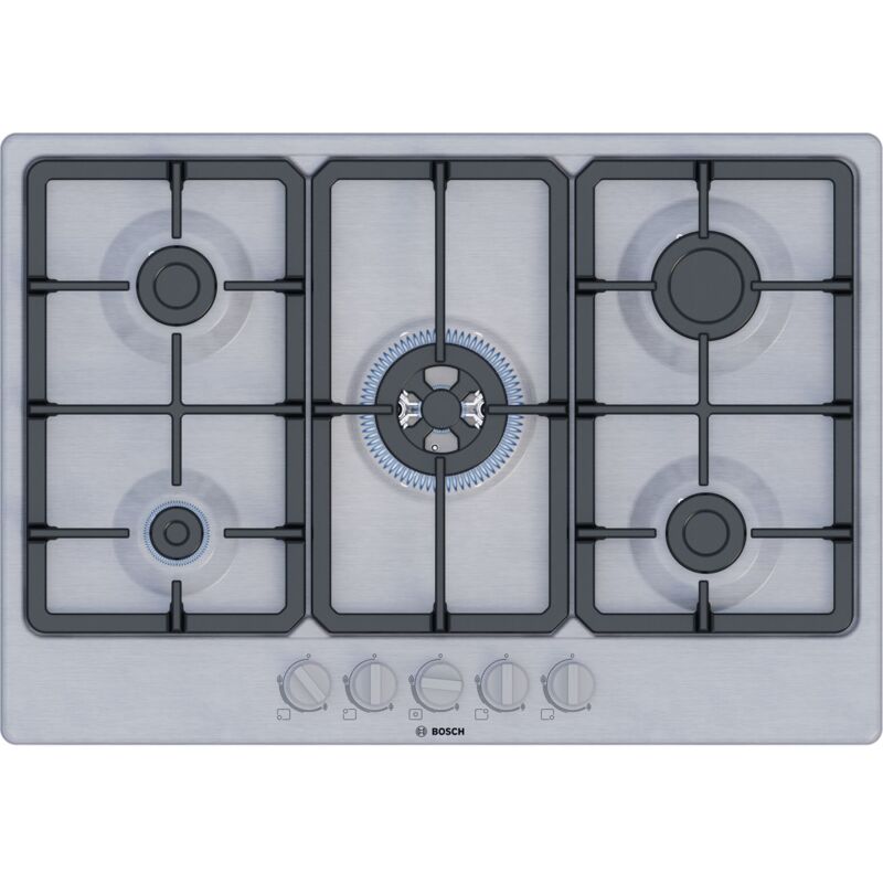 Bosch - Table de cuisson a gaz Série 4 - 5 foyers - 52 x 75 x 4,5 cm - PGQ7B5K90 - Inox