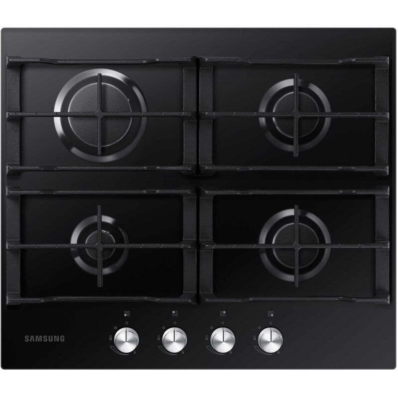 Table de cuisson à gaz encastrable 4 feux Samsung NA64H3010AK Verre noir