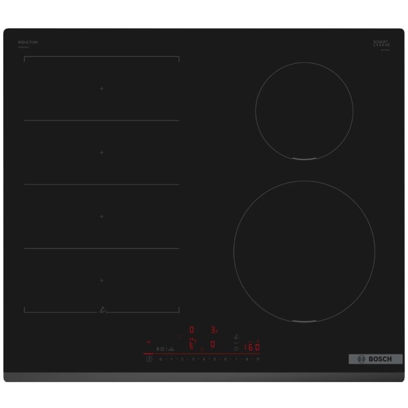 Bosch – Plaque induction 4 foyers 7400W – Largeur 60cm – Surface vitrocéramique – Fonction Boost et détection de casserole - PIX631HC1E Bosch – Plaque induction 4 foyers 7400W – Largeur 60cm – Surface vitrocéramique – Fonction Boost et détection de casserole - PIX631HC1E