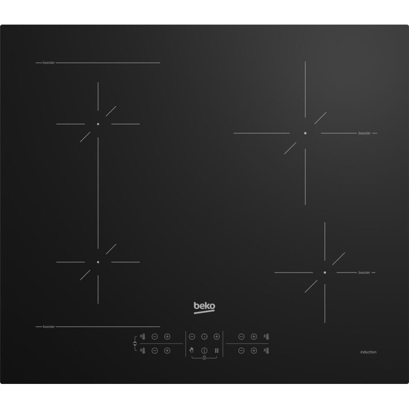 Table de cuisson Beko HII64200SFMT Noir Encastrable 59 cm Table de cuisson à induction 4 foyers