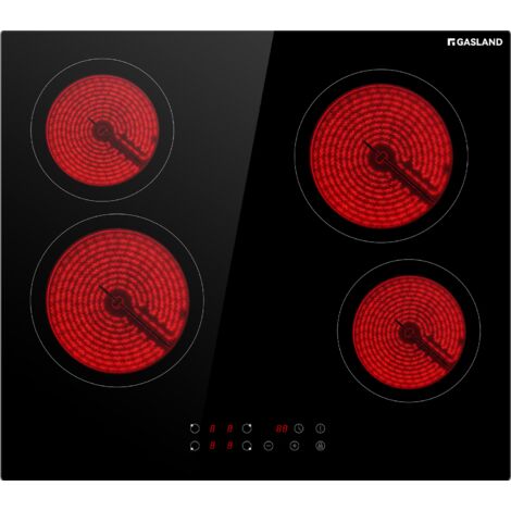 Table de Cuisson, Gasland Chef CH60BF Vitrocéramique 60cm 4 Foyers 6000W- plaques (Intégré, verre-céramique, Noir, Toucher, Devant)