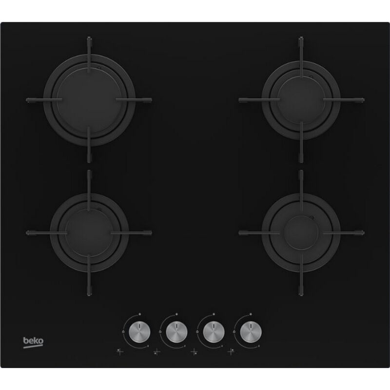 Beko - Table de cuisson gaz 60cm 4 feux 7400w verre noir hilg64221s Beko - Table de cuisson gaz 60cm 4 feux 7400w verre noir hilg64221s