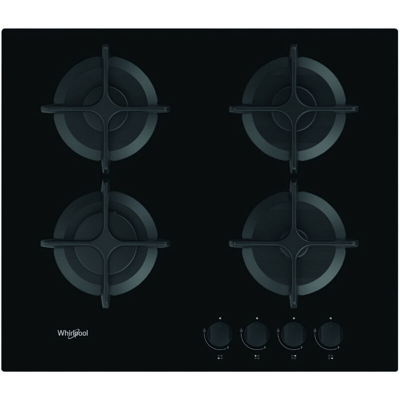 Table de cuisson gaz 60cm 4 feux noir Whirlpool gob616nb - noir