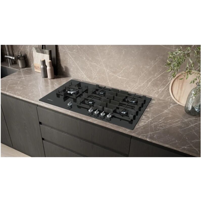Siemens – Plaque de cuisson gaz 90cm 5 foyers 11500W – Surface en verre trempé – Technologie stepFlame pour contrôle précis – EP9A6MI40