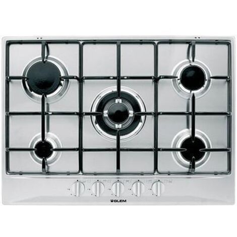 Table de cuisson Glem Gas P5GFXV Noir Inox Encastrable 70 cm 5 feux