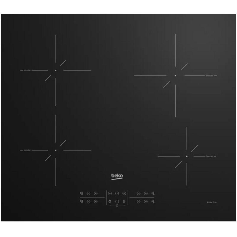 Table de cuisson induction 59cm 4 feux 7200w noir - Beko - HII64200SMT Table de cuisson induction 59cm 4 feux 7200w noir - Beko - HII64200SMT