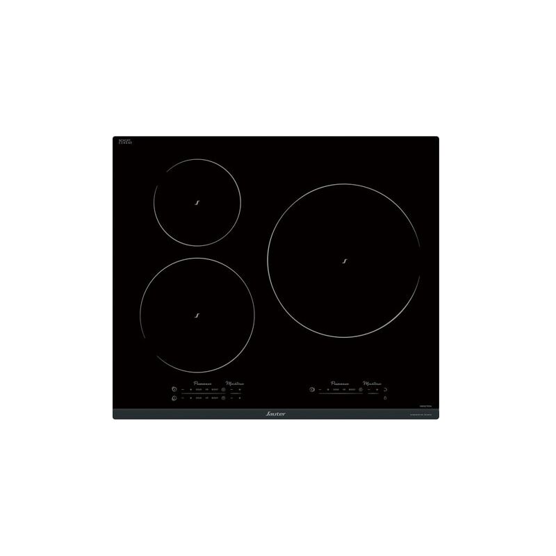 SPI9544B Plaque à induction – 3 zones (dont 1 zone Ø28 cm 4 kW), 13 niveaux, 3 minuteurs, fonction ébullition et sécurité avancée - Sauter