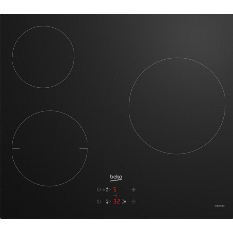 Beko - Table de cuisson à induction 60cm 3 foyers 5900w noir hii63400mt
