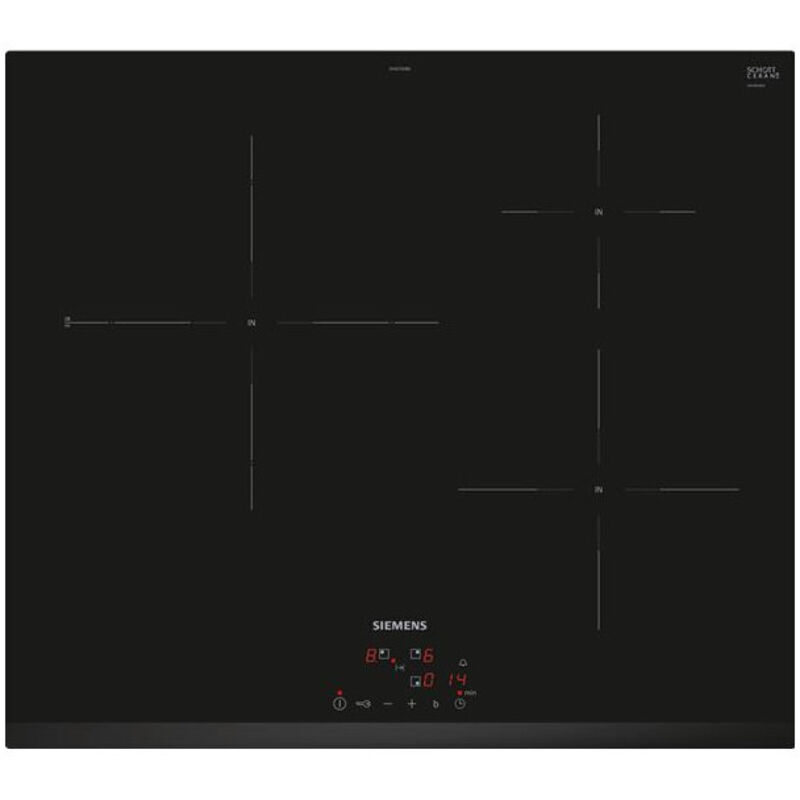 Siemens – Table de cuisson induction 60 cm 3 foyers 3,7 kW – Verre vitrocéramique noir – EH631BJB6E