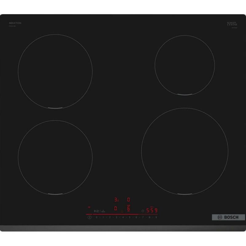 Bosch - Serie 6 PIE631HB1E table de cuisson Noir Intégré (placement) 60 cm Plaque à induction avec zone 4 zone(s)