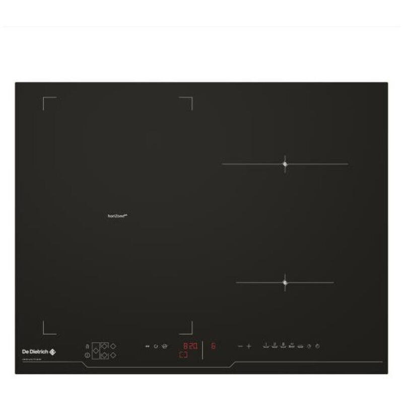 Plaque à induction DE DIETRICH DTI1043B – 4 foyers (dont 1 horiZone 3,7 kW) – 4 minuteurs – ICS – 15 niveaux – 65 cm – sécurité avancée