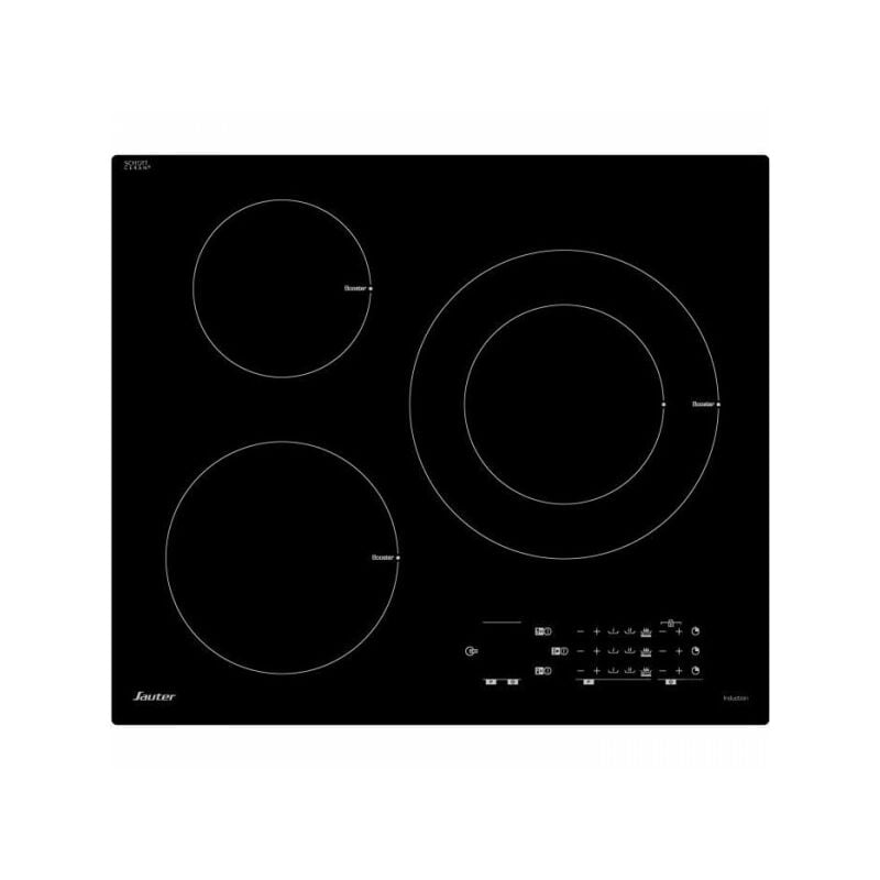 Sauter - Table de cuisson induction 3 zones - 7200W - L60 x P52 cm - SPI5361B - Revetement verre - Noir
