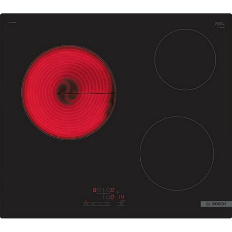 Table de cuisson vitrocéramique 60cm 3 feux 5700w noir - Bosch - PKM611BB8E - noir