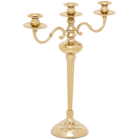 Table de fêtes Bougeoir Chandelier 3 têtes en métal Doré H 48 cm - Feeric Christmas