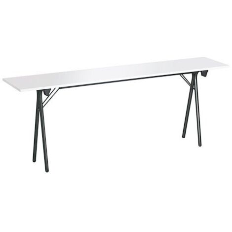 Table de formation pliante plateau gris clair L 200 x P 40 cm - piétement noir - Maxiburo