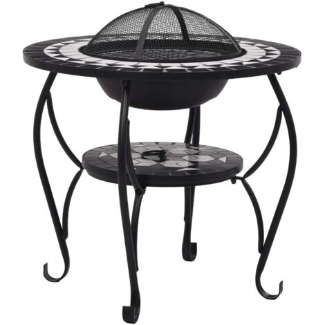 Table de foyer mosaïque Noir et blanc 68 cm Céramique CFW125710