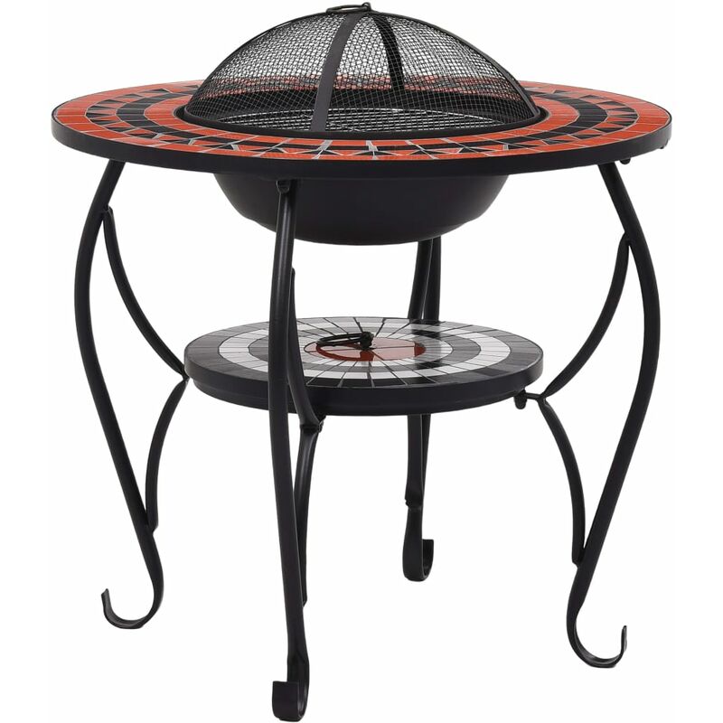Table de foyer mosaïque Terre cuite et blanc 68 cm Céramique