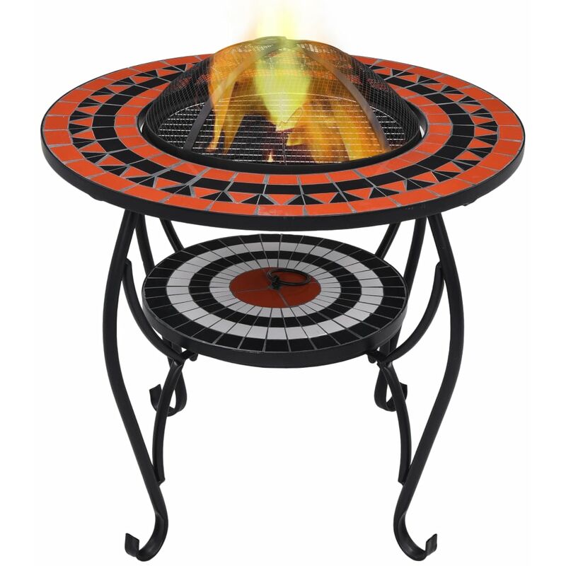 Table de foyer mosaique Terre cuite et blanc 68 cm Ceramique