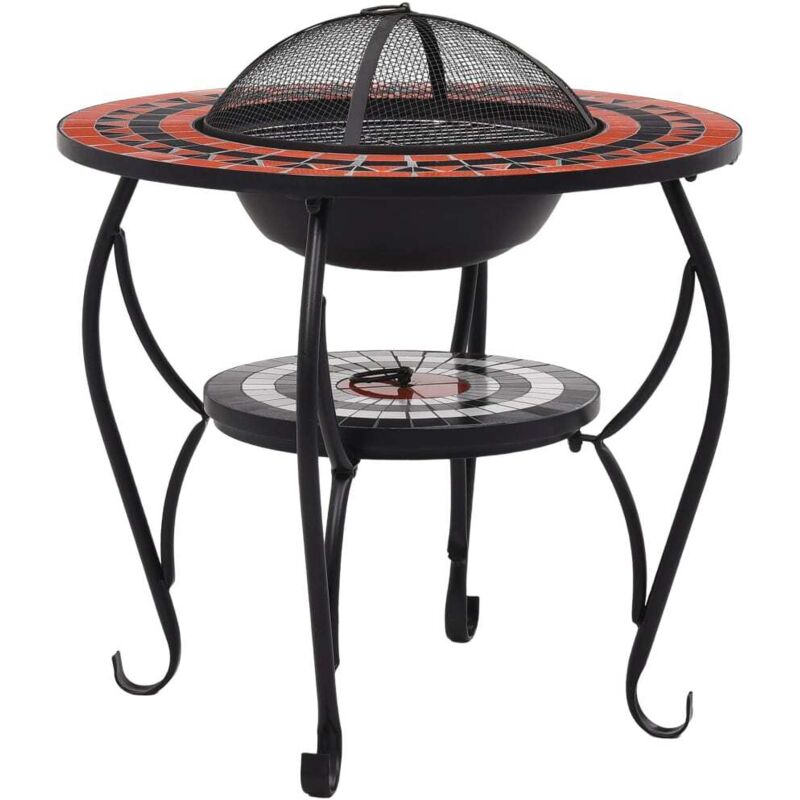 Table de foyer mosaïque Terre cuite et blanc 68 cm Céramique CFW966919