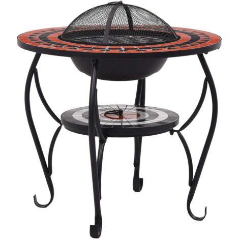 Table de foyer mosaïque Terre cuite et blanc 68 cm Céramique CFW966919