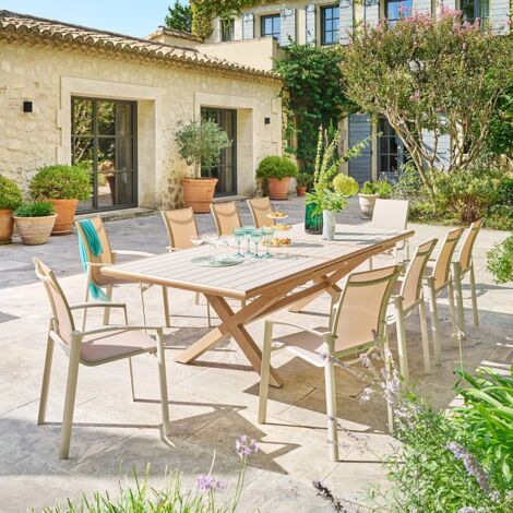 Table de jardin 10 places Axiome extensible argile - Hespéride