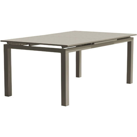 Dcb Garden – Table de jardin en aluminium taupe 10 places – Rallonge automatique – Dimensions L 180/240 x l 100 x H 77 cm – Épaisseur plateau 1,8 cm
