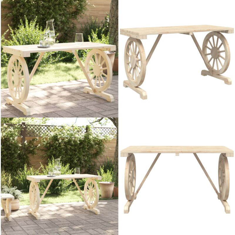Table de jardin 115x55x65 cm bois de sapin massif - Table De Jardin - Table Extérieure - Table En Bois - Table Ronde - Mobilier De Jardin - Home &