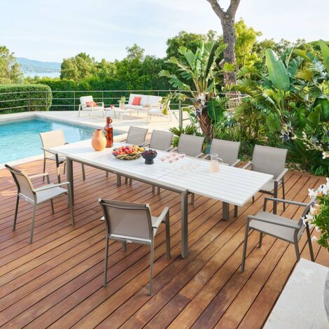 Table de jardin 12 places Luzane extensible argile - Hespéride