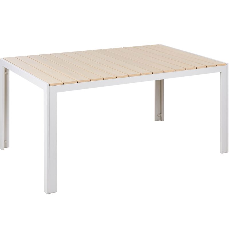 Beliani - Table de Jardin Style Scandinave 150 x 90 cm en Aluminium et Bois Synthétique Beige Como