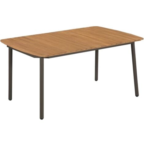 Table Extérieur Bois d'Acacia Massif Acier Jardin Terrasse Multi-taille vidaXL