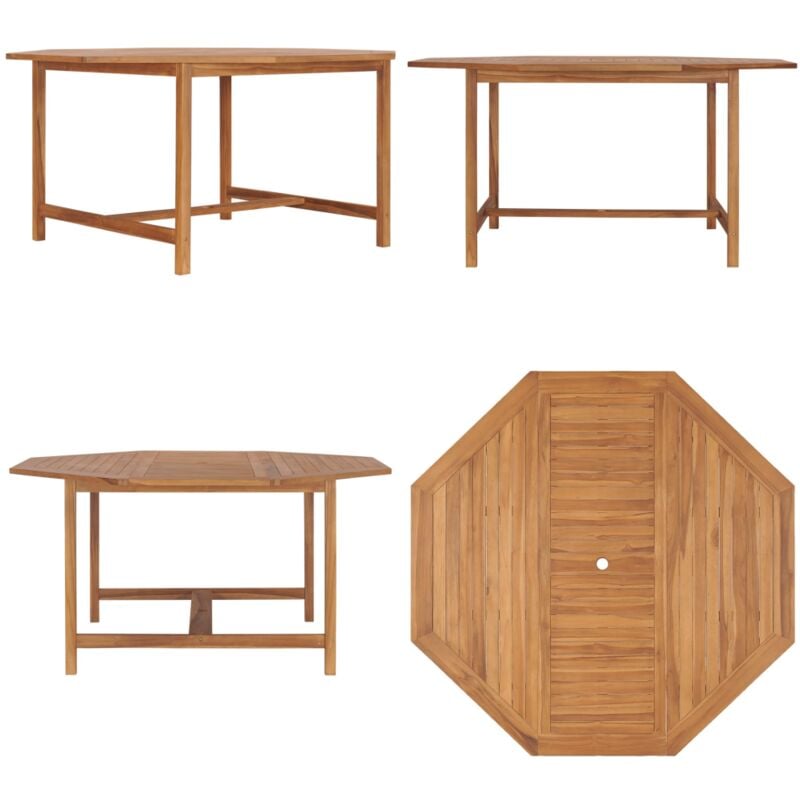 Table de jardin 150x150x75 cm Bois de teck solide - Table De Jardin - Table En Teck - Mobilier De Jardin - Table Extérieure - Table Ronde - Home &